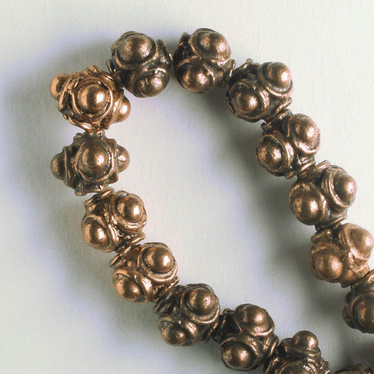 Pewter Beads, Copper Plated - 8" Strand