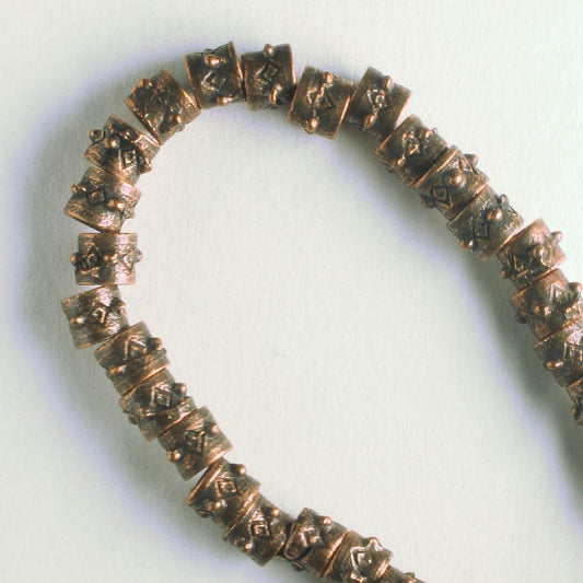 Pewter Beads, Copper Plated - 8" Strand