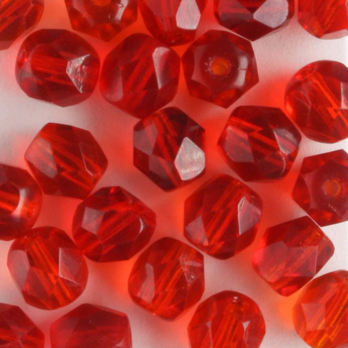 6mm Round Fire Polish Red Mix