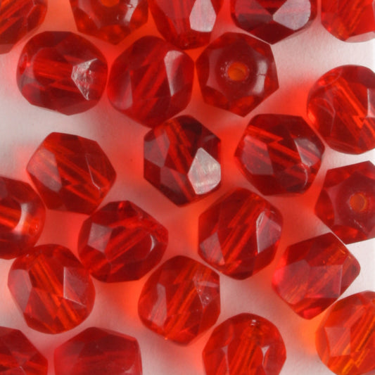 6mm Round Fire Polish Red Mix