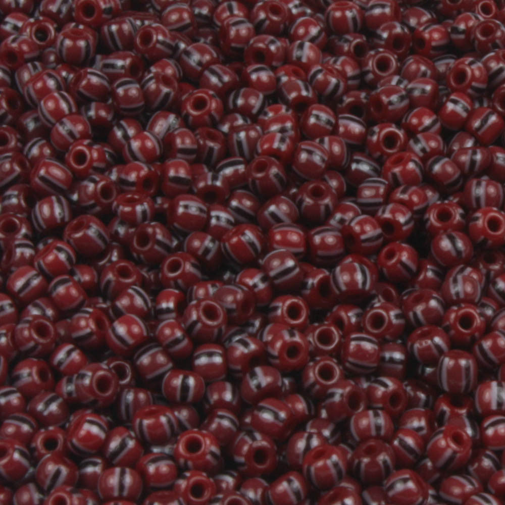 11/0 Maroon with Black Stripe - 10 grams