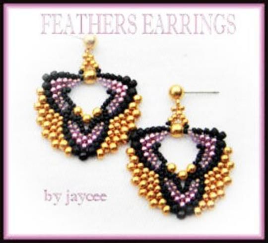 Feathers Earrings Pattern - PDF