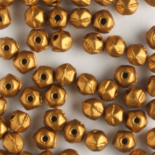 3mm English Cut Matte Metallic Antique Gold - 100 beads