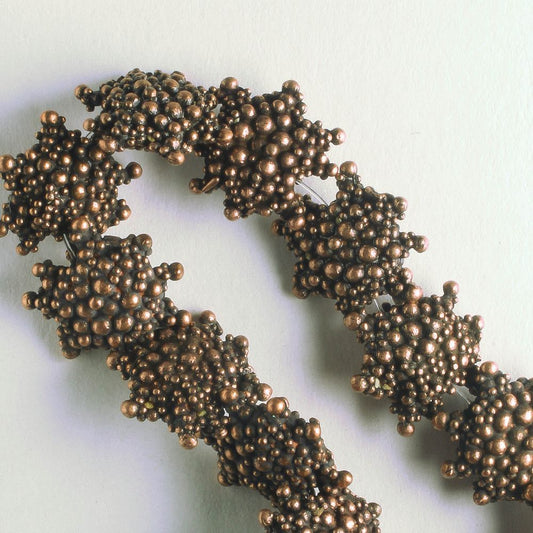 Pewter Beads, Copper Plated - 8" Strand