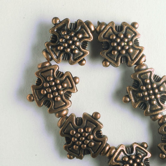 Pewter Beads, Copper Plated - 8" Strand