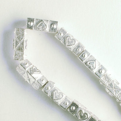 Pewter Beads, Silver Plated - 8" Strand