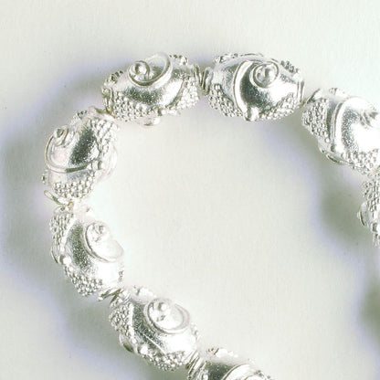 Pewter Beads, Silver Plated - 8" Strand