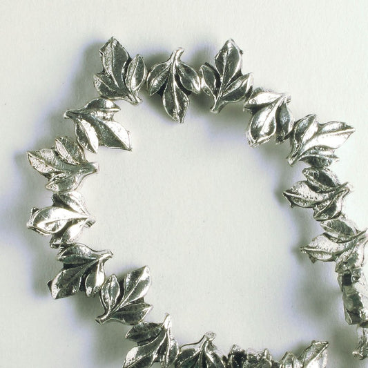 Pewter Beads, Silver Plated - 8" Strand
