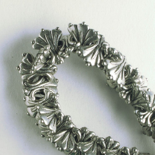 Pewter Beads, Silver Plated - 8" Strand