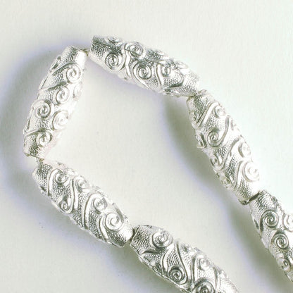 Pewter Beads, Silver plated - 8" Strand