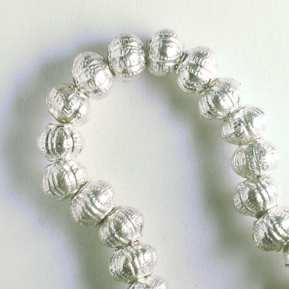 Pewter Beads, Silver Plated - 8" Strand