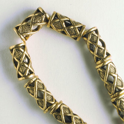 Pewter Beads, Gold Plated - 8" Strand
