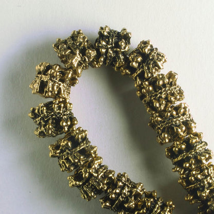 Pewter Beads, Gold Plated - 8" Strand