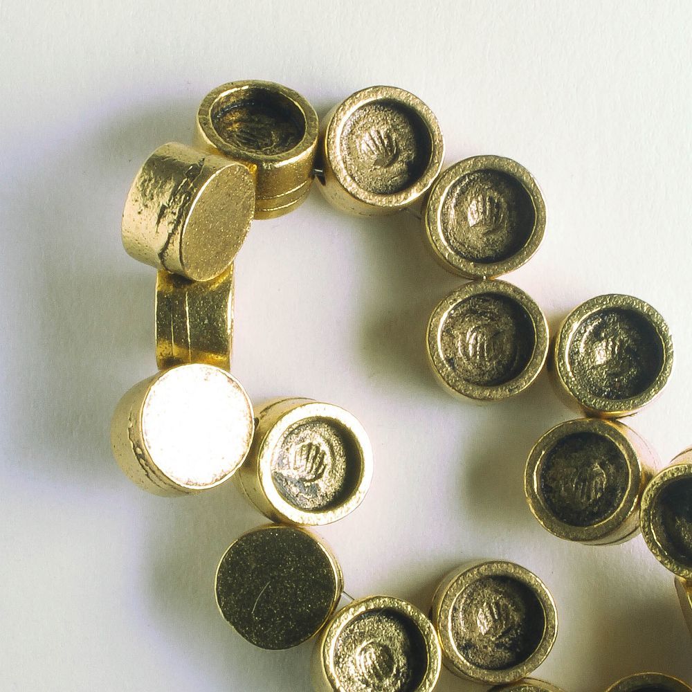 Pewter Beads, Gold Plated - 8" Strand
