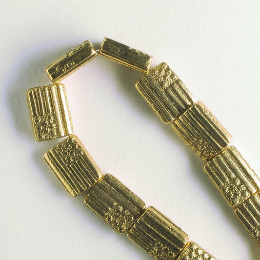 Pewter Beads, Gold Plated - 8" Strand