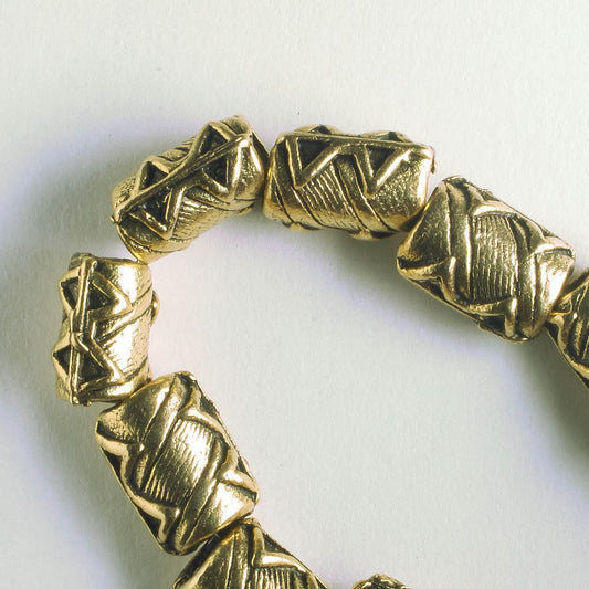 Pewter Beads, Gold Plated - 8" Strand