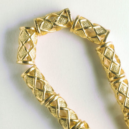 Pewter Beads, Gold Plated - 8" Strand