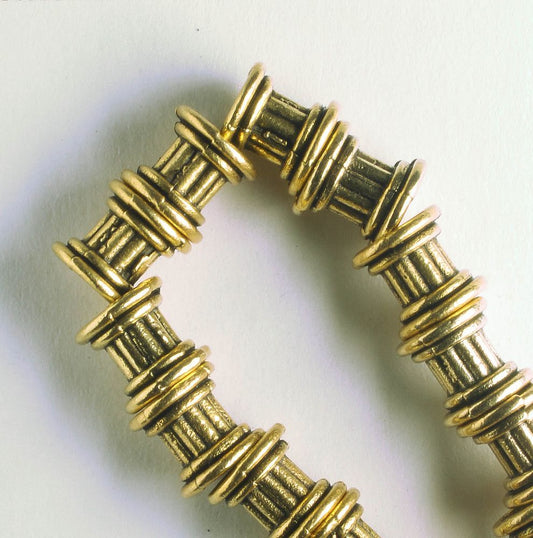 Pewter Beads, Gold Plated - 8" Strand