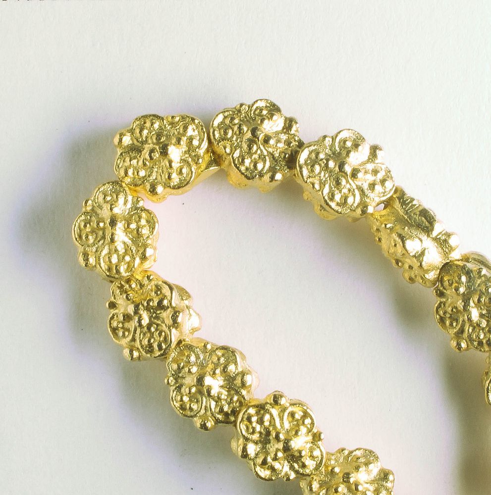 Pewter Beads, Gold Plated - 8" Strand