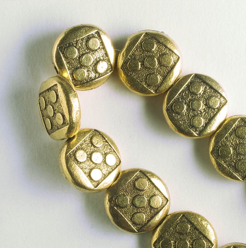 Pewter Beads, gold Plated - 8" Strand
