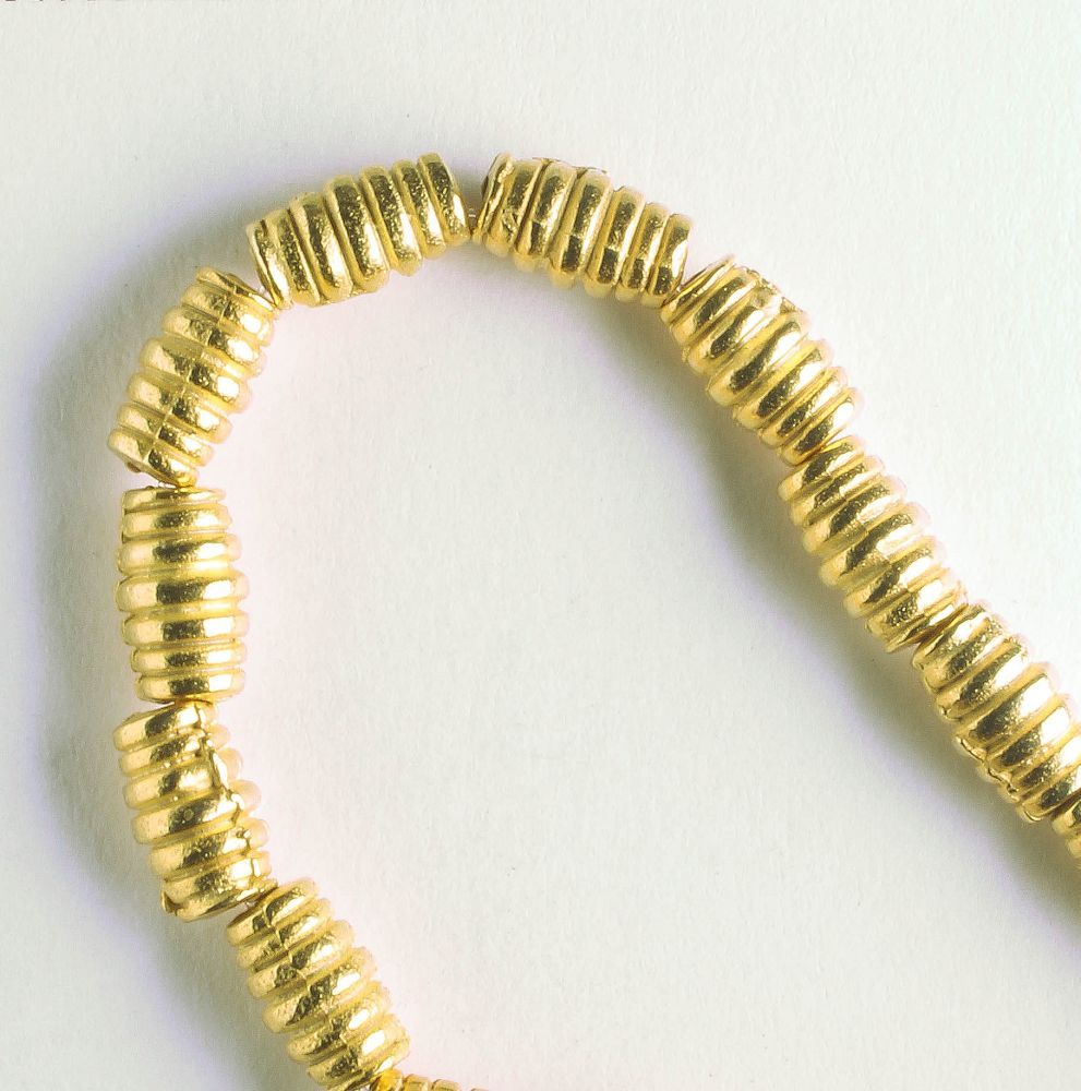 Pewter Beads, Gold Plated - 8" Strand