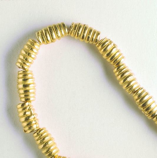 Pewter Beads, Gold Plated - 8" Strand