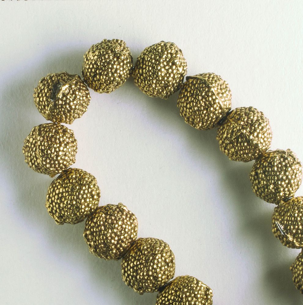 Pewter Beads, Gold Plated - 8" Strand