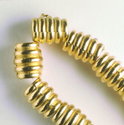 Pewter Beads, Gold Plated - 8" Strand