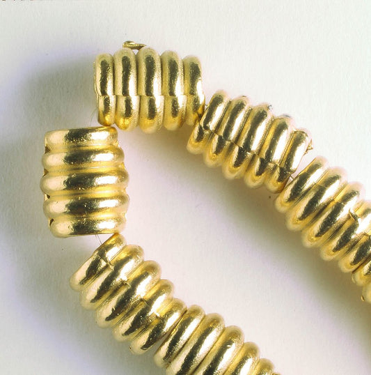 Pewter Beads, Gold Plated - 8" Strand