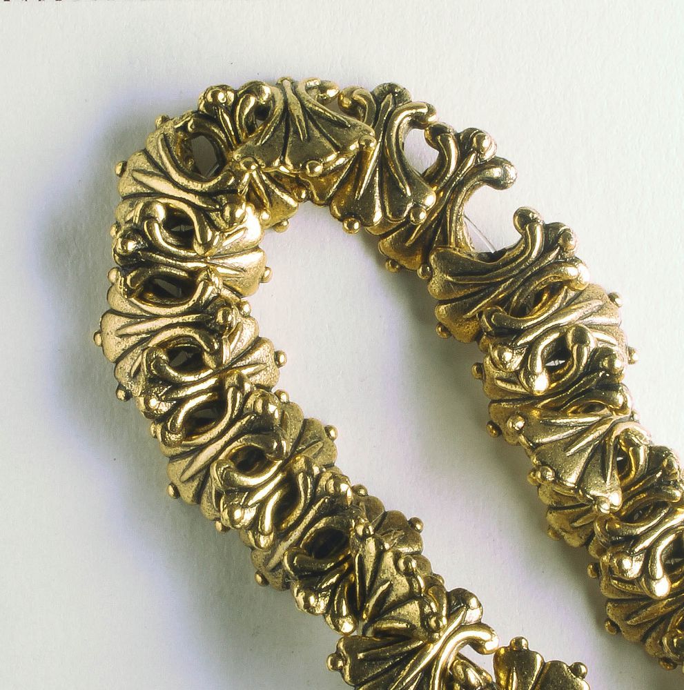 Pewter Beads, Gold Plated - 8" Strand