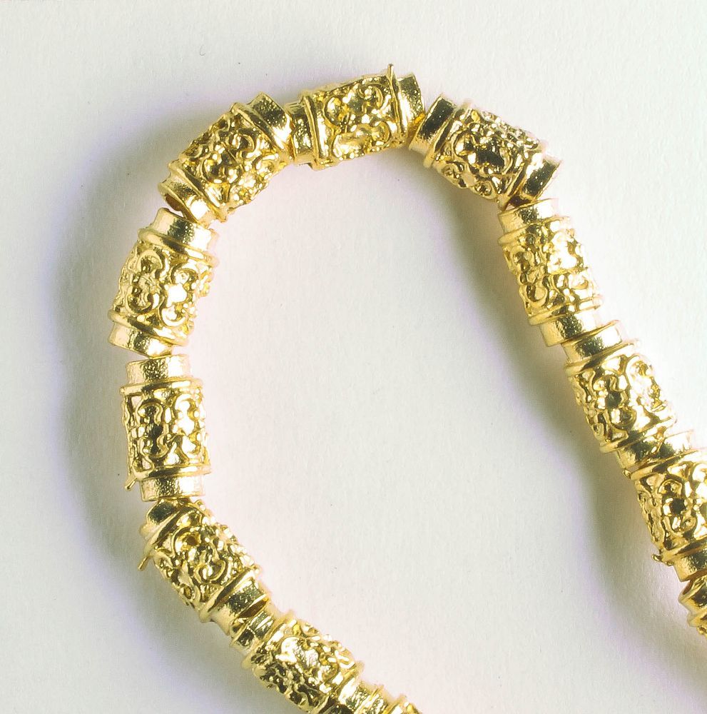 Pewter Beads, Gold Plated - 8" Strand