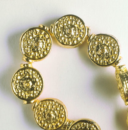 Pewter Beads, Gold Plated - 8" Strand