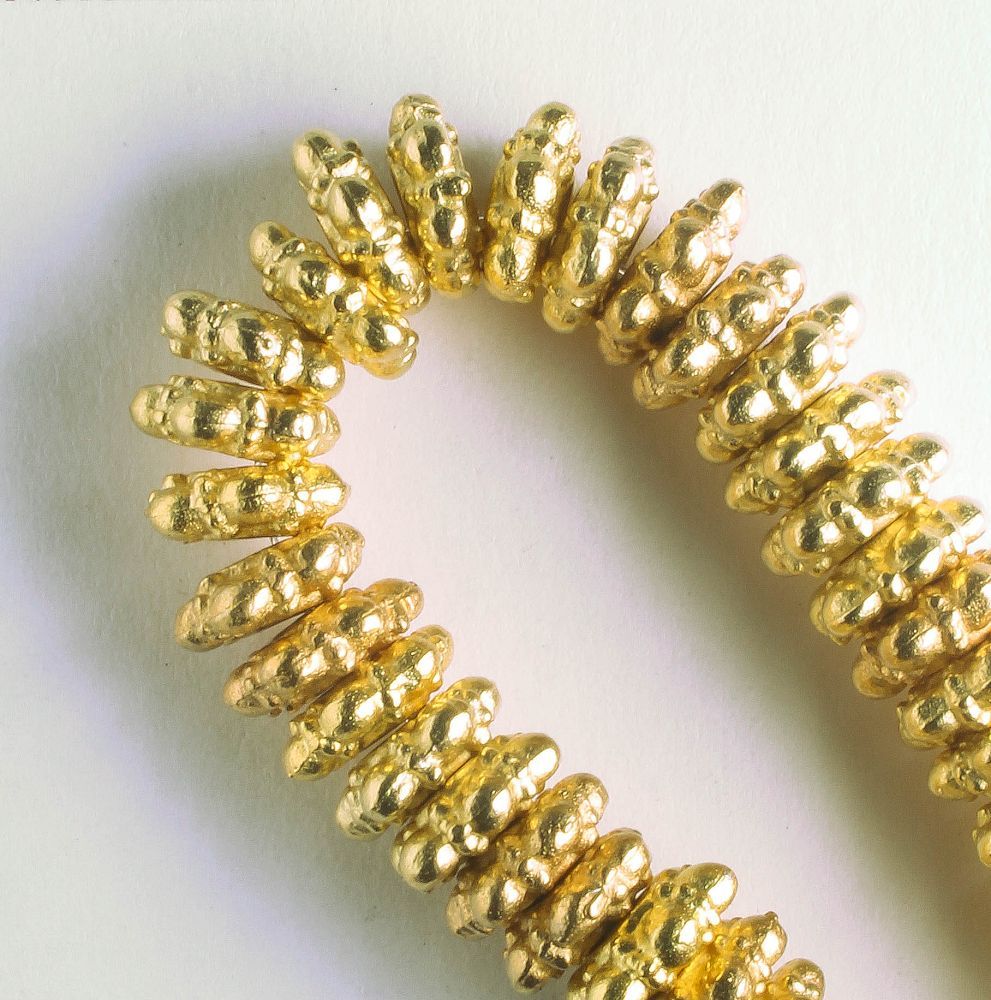 Pewter Beads, Gold Plated - 8" Strand