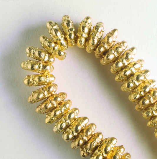 Pewter Beads, Gold Plated - 8" Strand