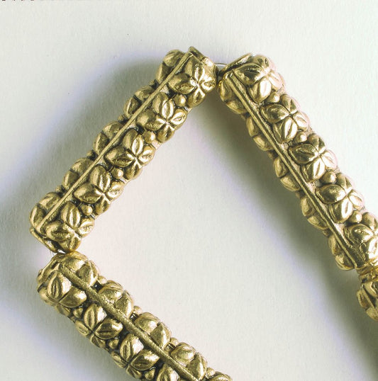 Pewter Beads, Gold Plated - 8" Strand