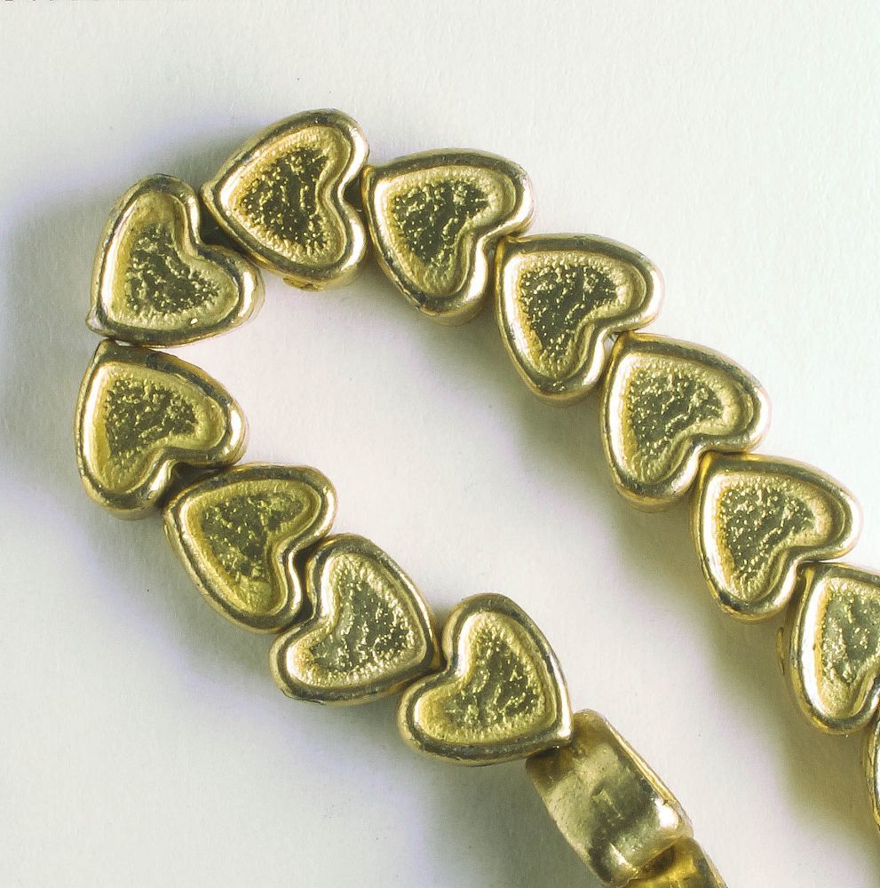 Pewter Beads, Gold Plated - 8" Strand