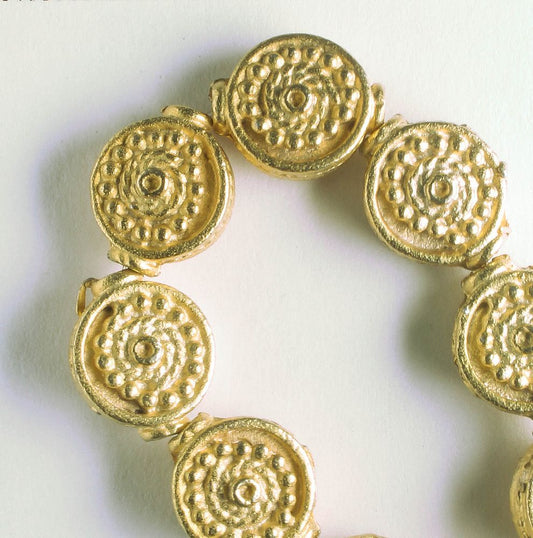 Pewter Beads, Gold Plated - 8" Strand