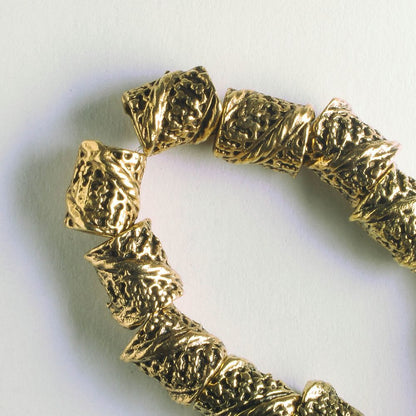 Pewter Beads, Gold Plated - 8" Strand