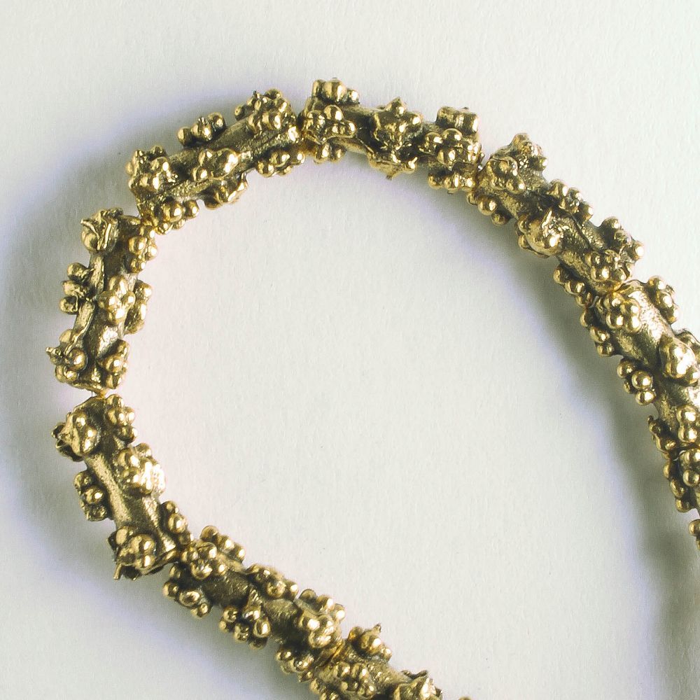 Pewter Beads, Gold Plated - 8" Strand