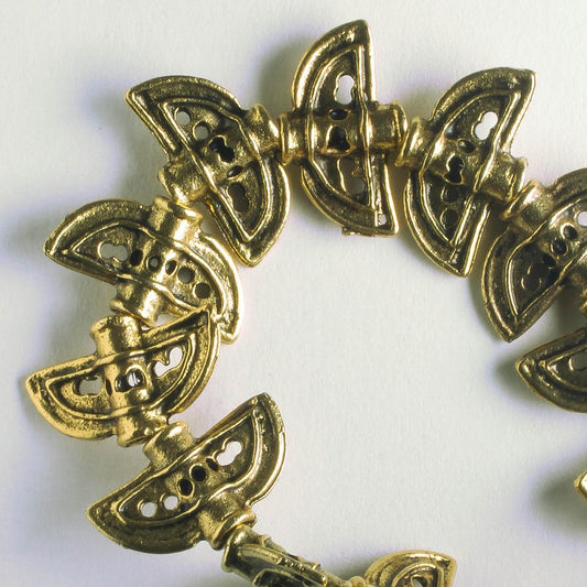 Pewter Beads, Gold Plated - 8" Strand