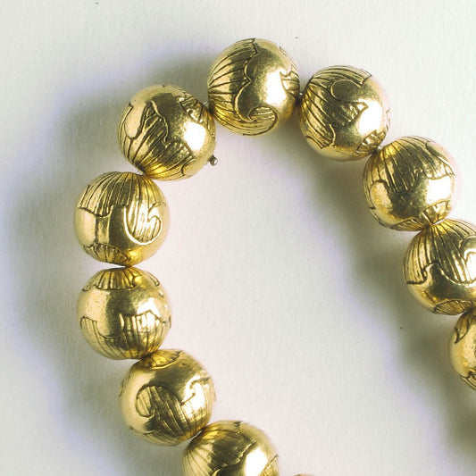 Pewter Beads, Gold Plated - 8" Strand