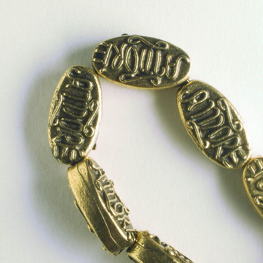 Pewter Beads, Gold Plated - 8" Strand
