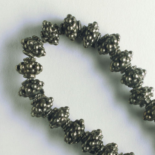 Pewter Beads, Brass Plated - 8" Strand