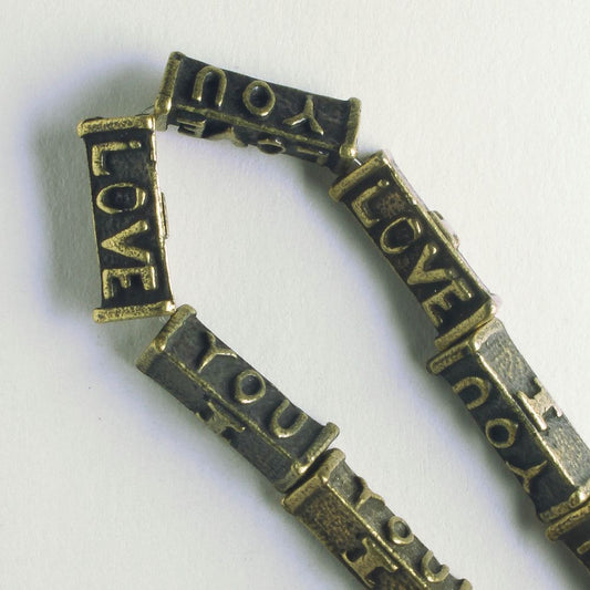 Pewter Beads, Brass Plated - 8" Strand