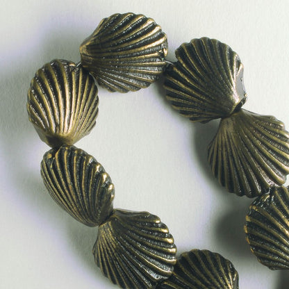 Pewter Beads, Brass Plated - 8" Strand