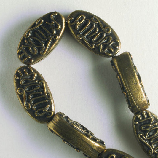 Pewter Beads, Brass Plated - 8" Strand