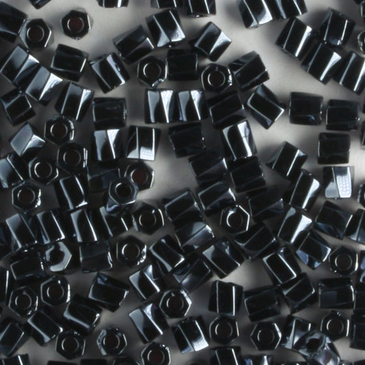 10/0 Hex Cut with a Twist Hematite - 10 grams