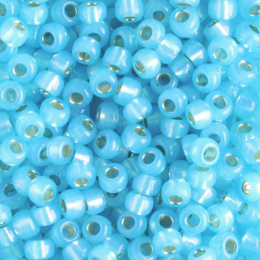 8-0647 Silver Lined Dyed Aqua Alabaster
