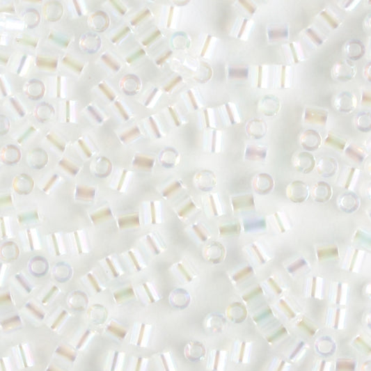 1.5mm Bugle Transparent Rainbow Crystal - 7 grams