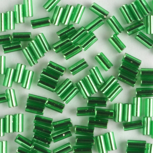 3mm Bugle Silver Lined Kelly Green